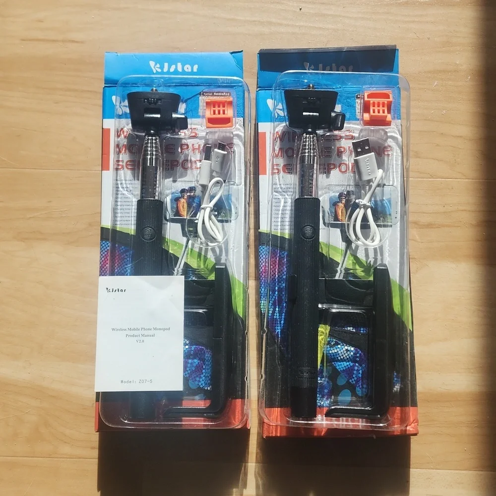 Wireless Mobile Phone Selfie pod 2pcs Black